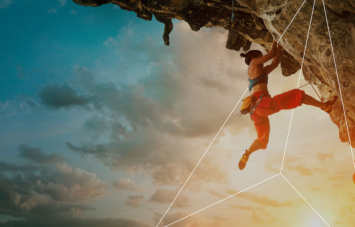 Guidehouse rock climbing at sunrise 