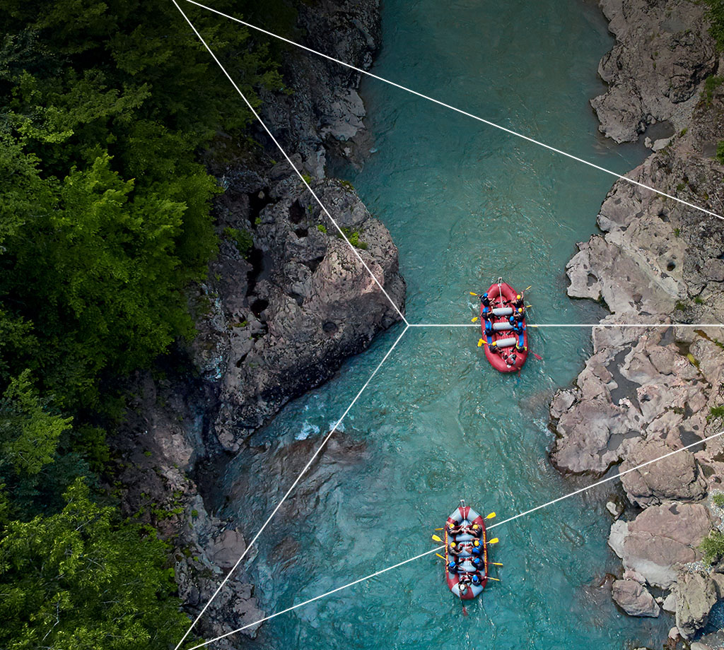 two white water rafters on gorge