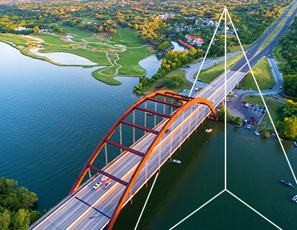 Bridge over river with acon