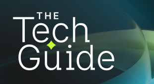 Tech Guide logo and blue ablstract