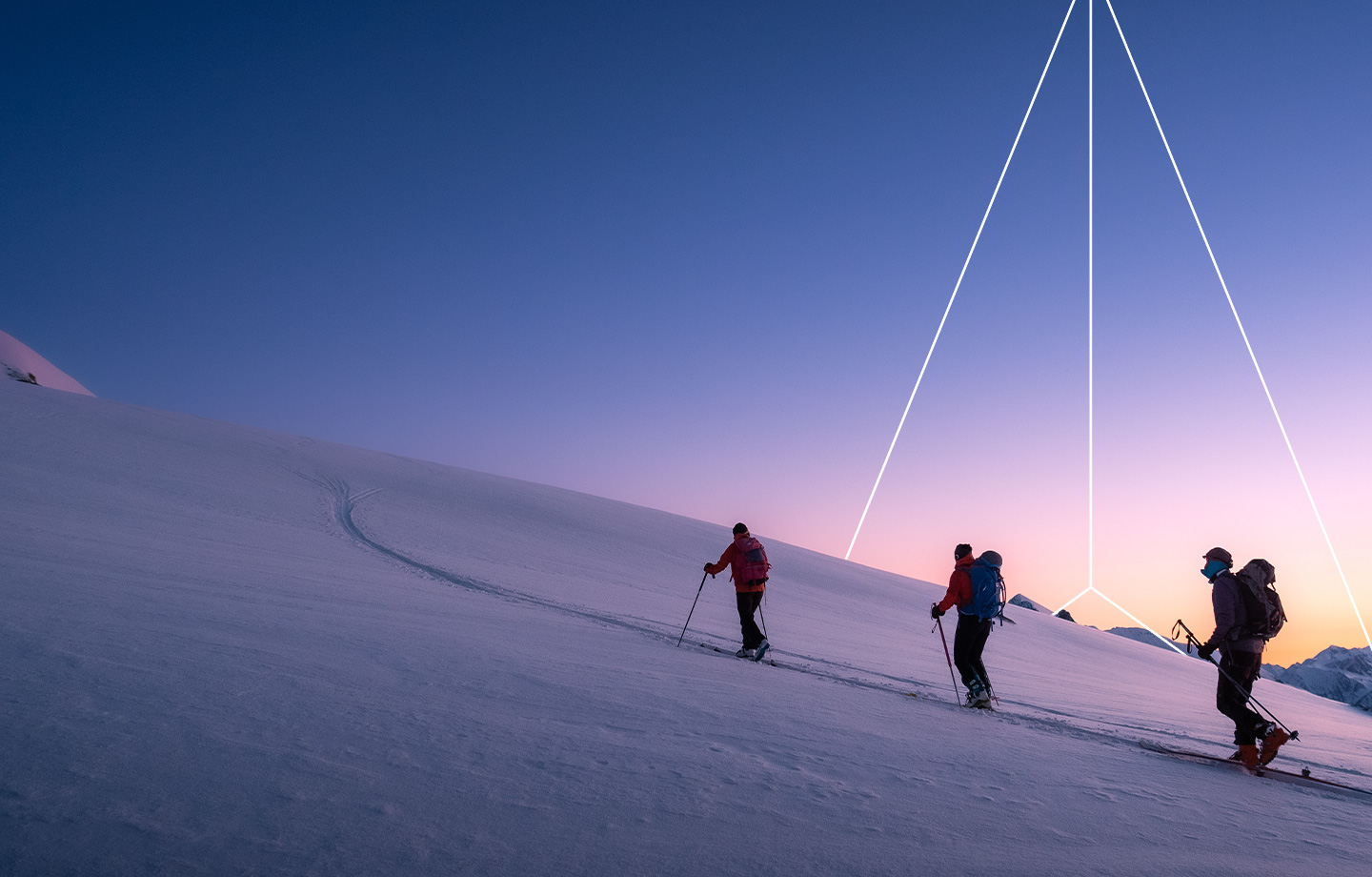 Cross country skiers at sunrise