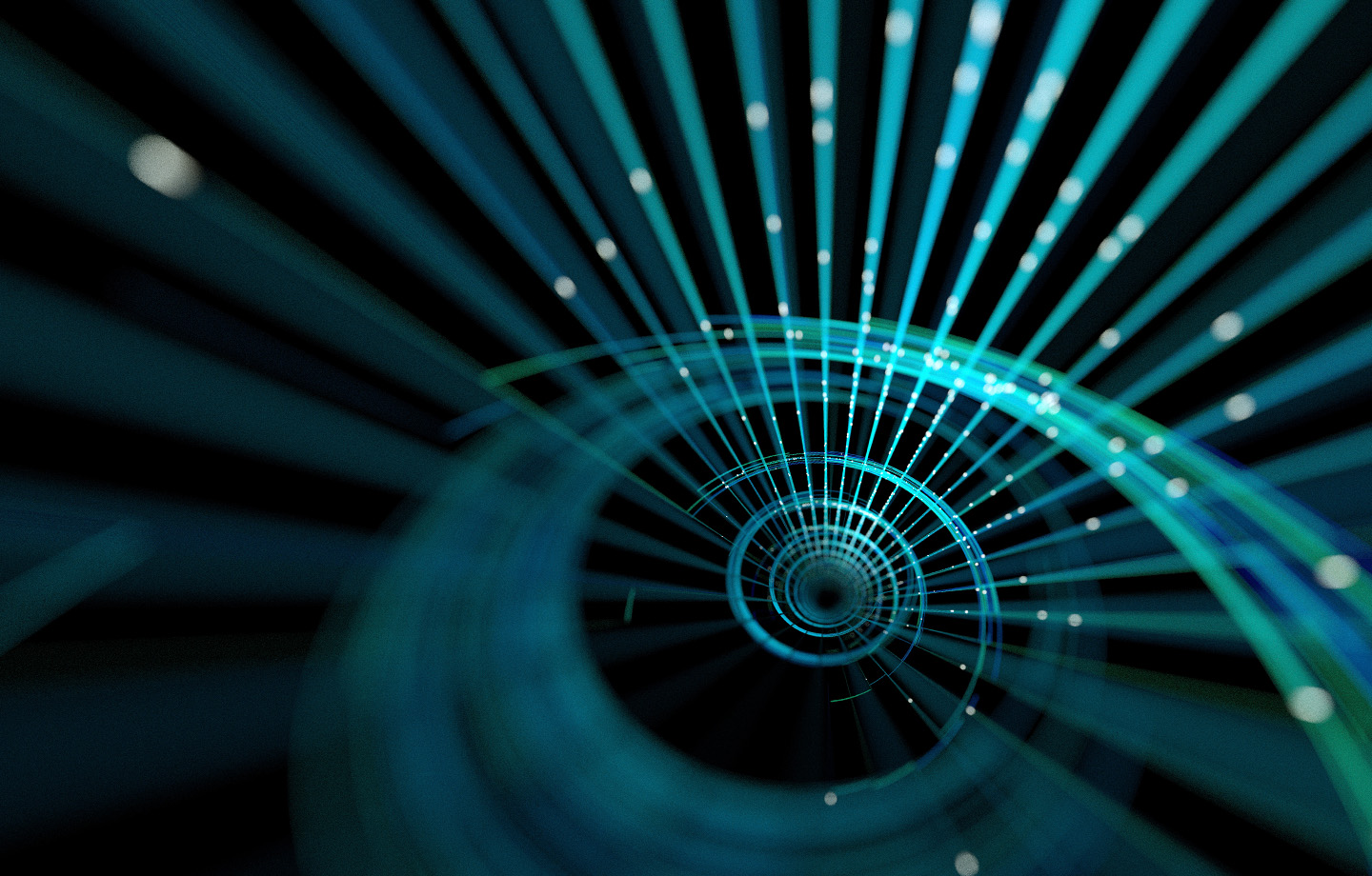 Spiral teal digital lines