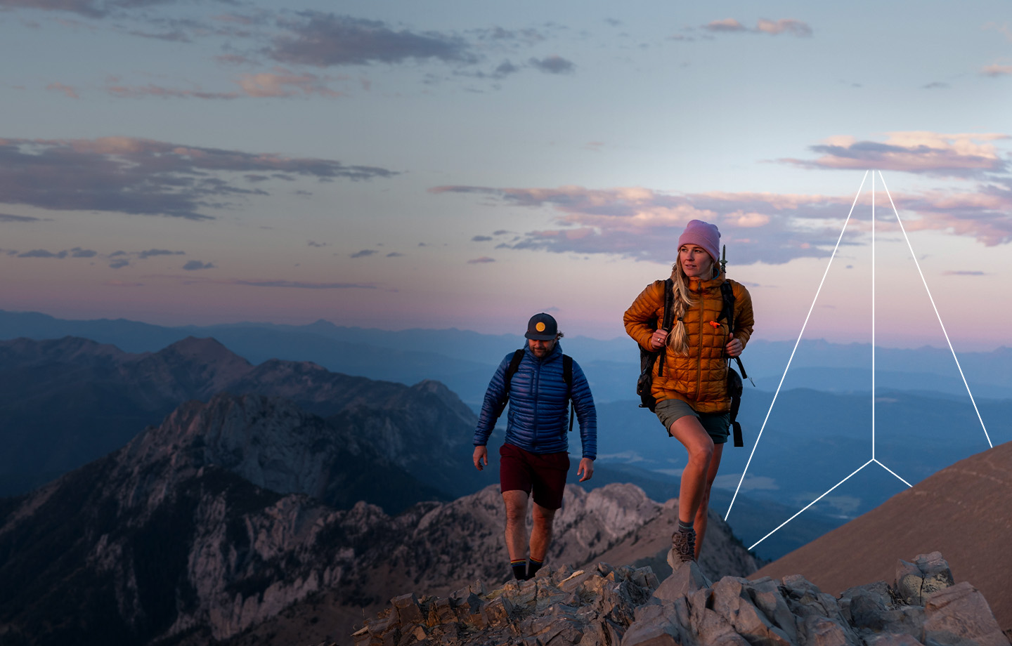 Hikers on the peak of mountain 