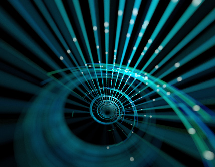 Spiral teal digital lines