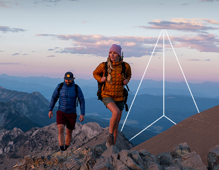 Hikers on the peak of mountain 