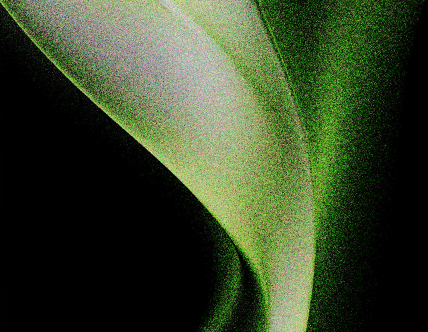 Green abstract waves through black background