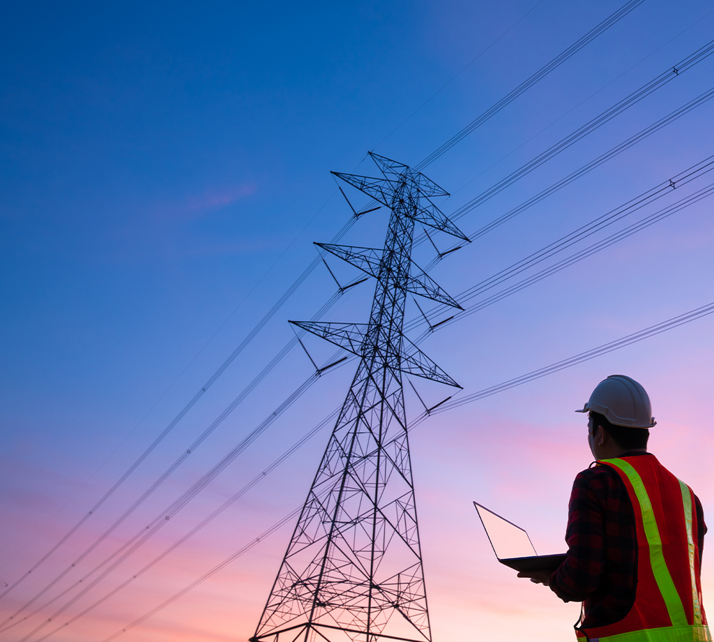 powerlines with cotton candy sunset