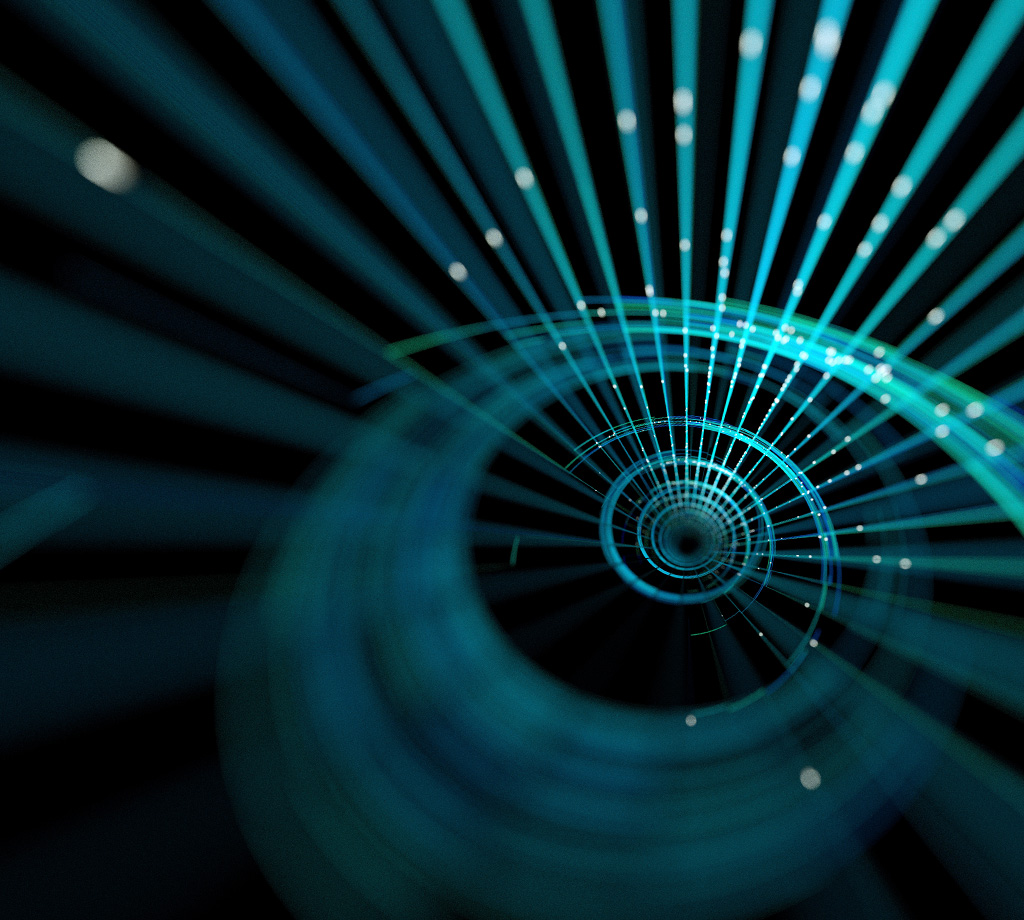 Spiral teal digital lines