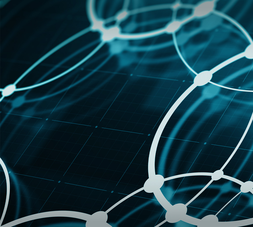 White circle diagram with blue background