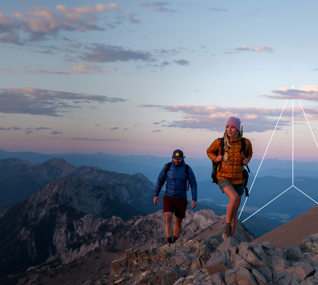 Hikers on the peak of mountain 