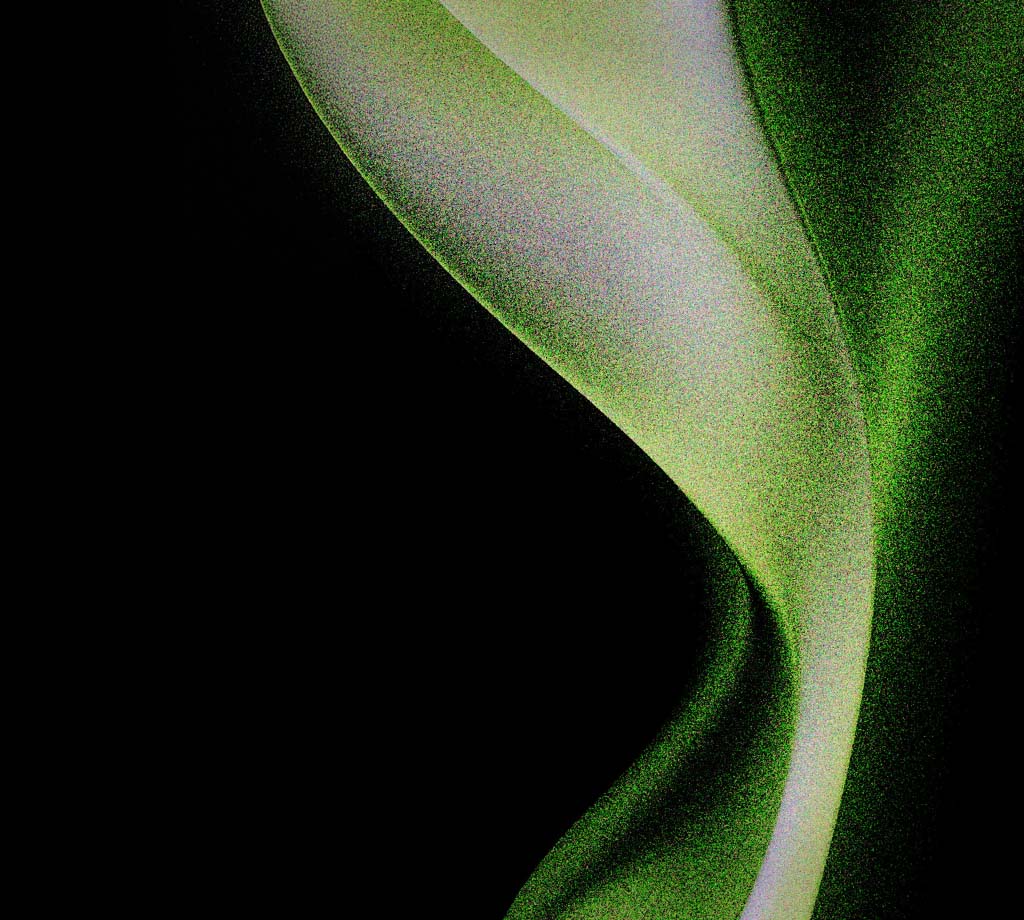 Green abstract waves through black background