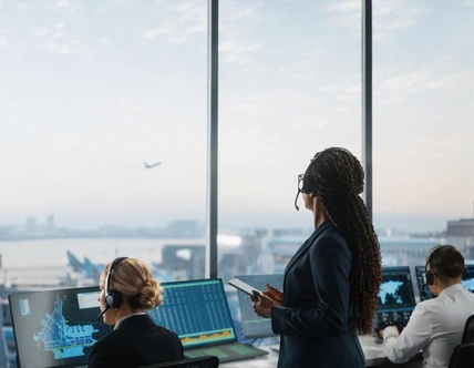 Air traffic controller looking out over the runway