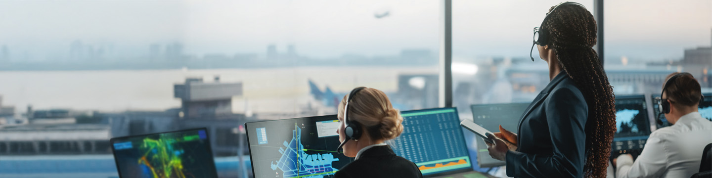 Air traffic controller looking out over the runway