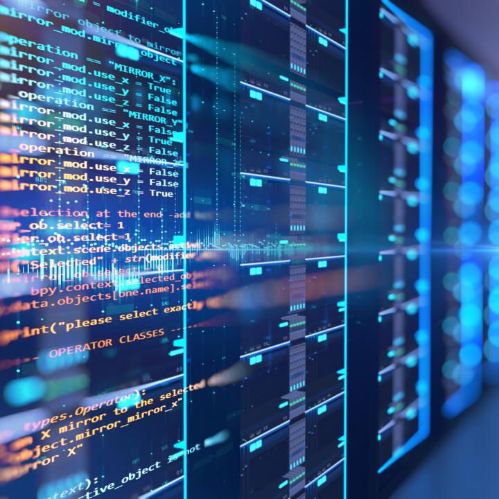 row of computer screens