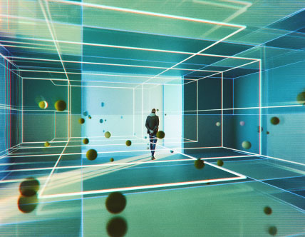 Man walking in VR environment