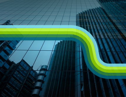 Glass building with abstract lines