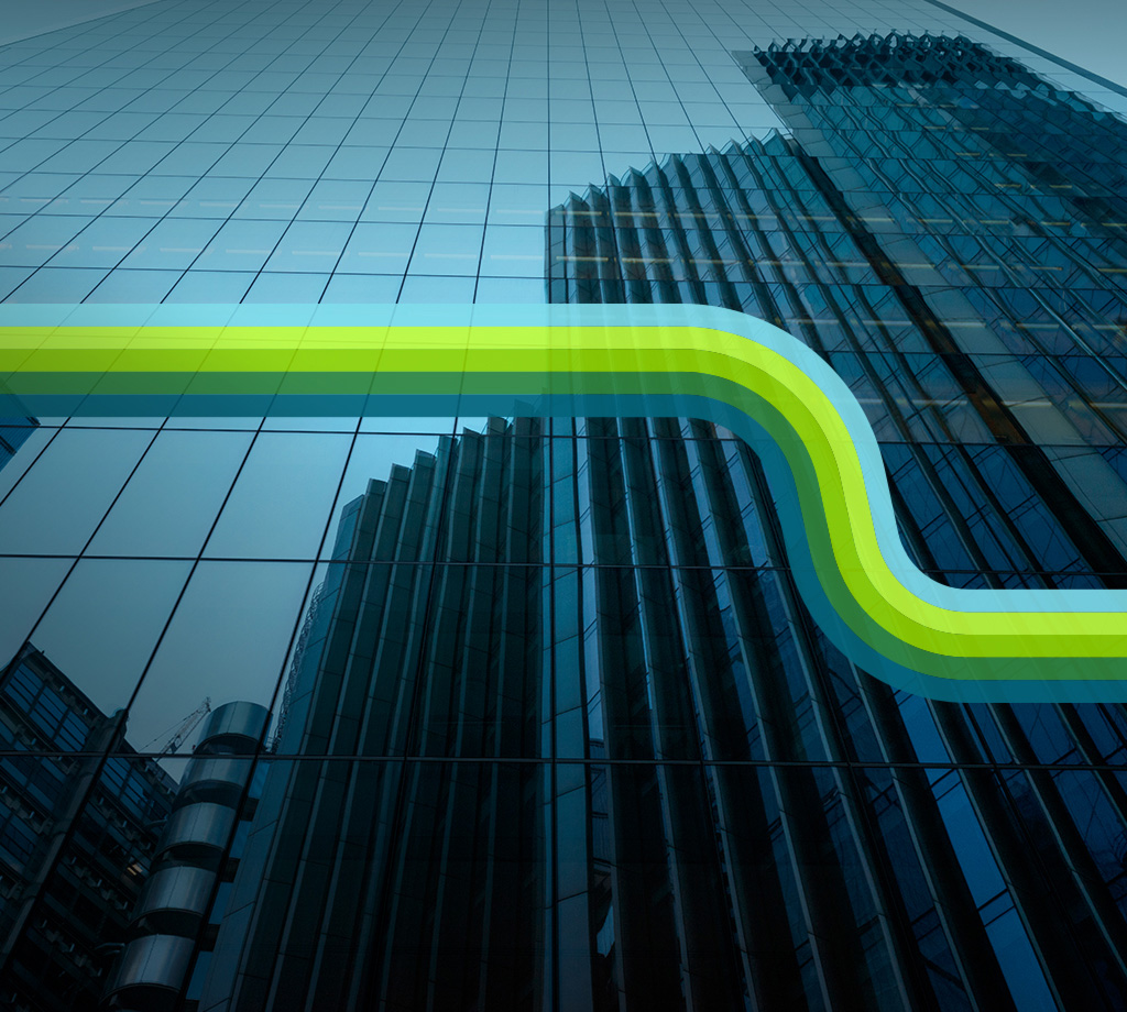 Glass building with abstract lines