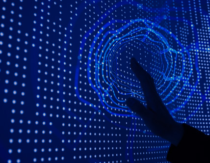 Blue lights with hand rippling waves