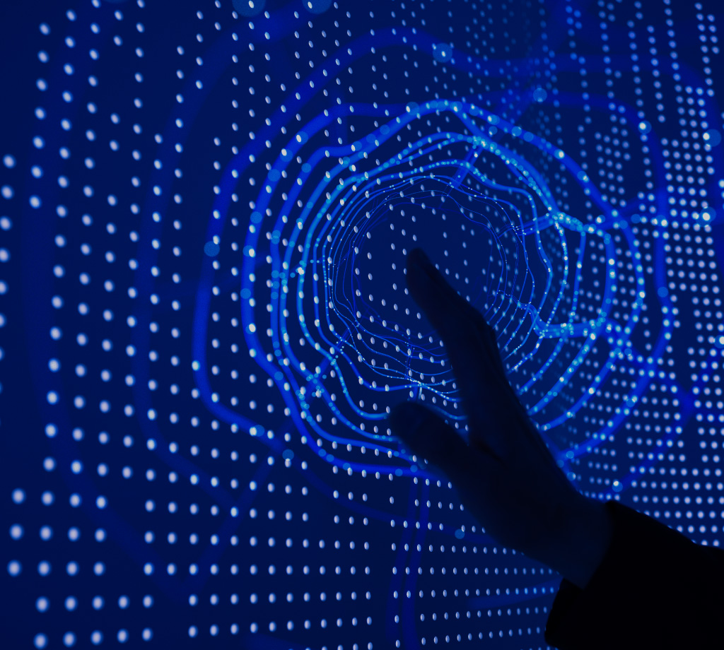 Blue lights with hand rippling waves