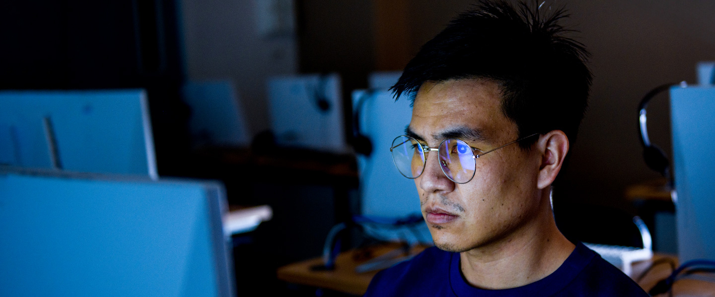 Man looking at computer