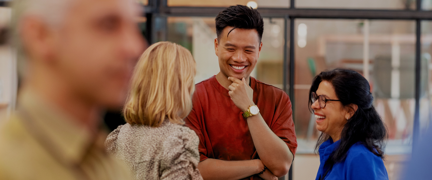 Group of people talking happily